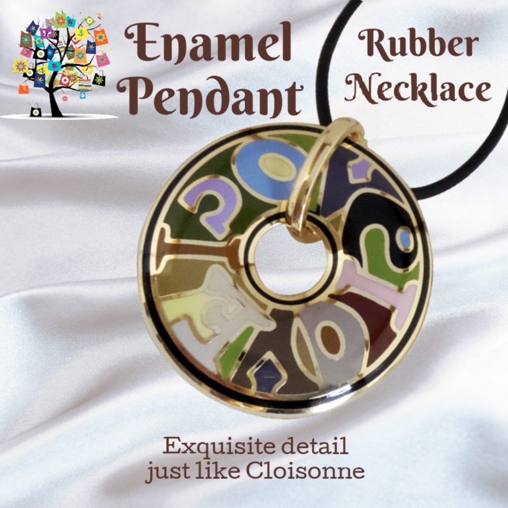Fashion Statement Enamel Pendant Necklace - Picture 1 of 4